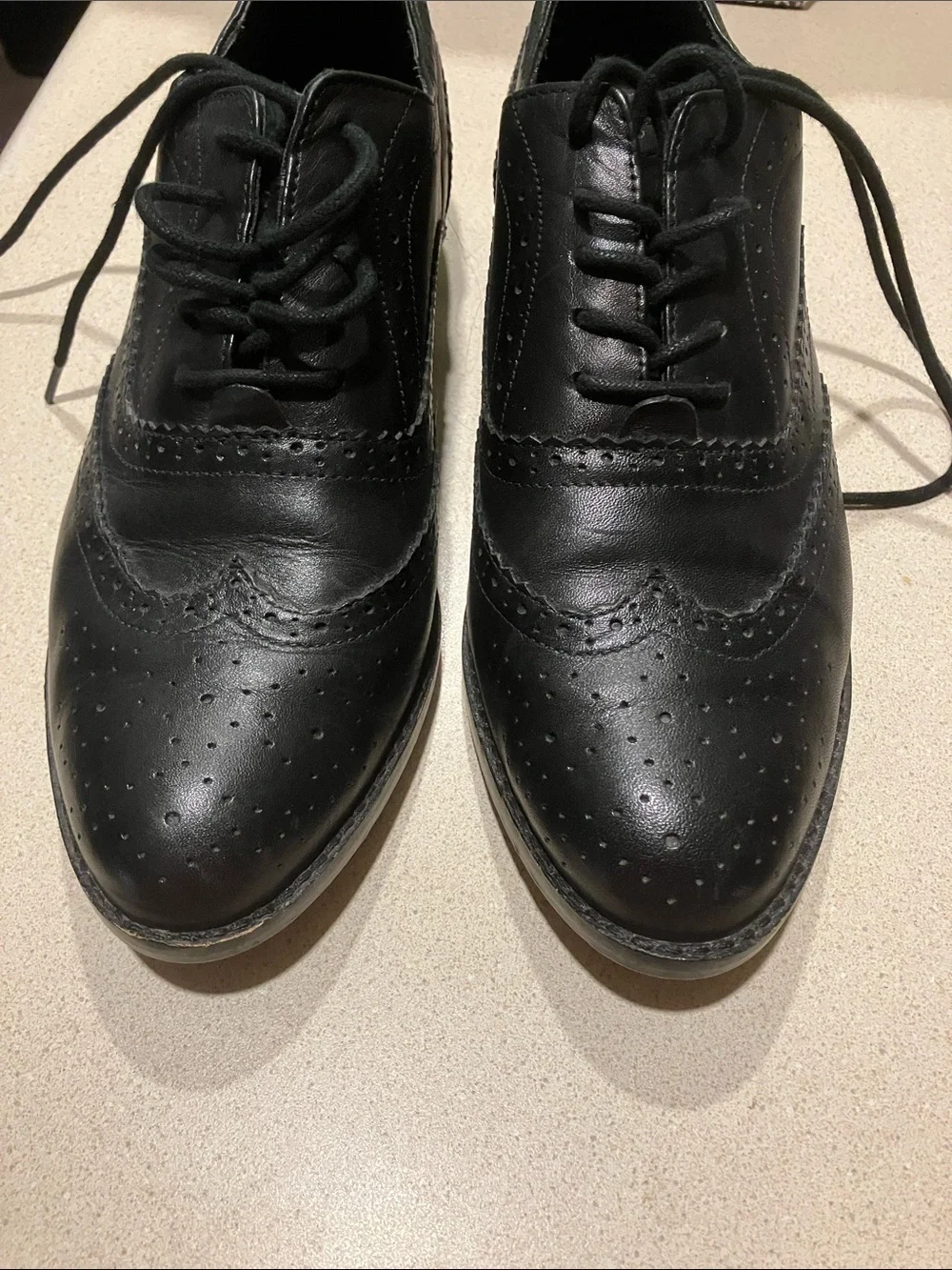 J. Jill Black Leather Wingtip Oxfords